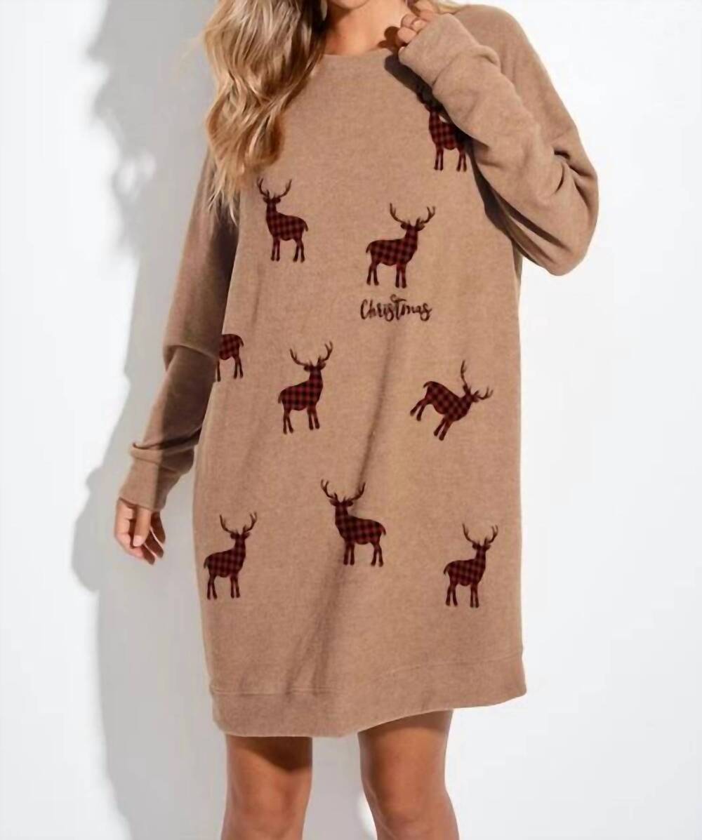 NEW PHIL LOVE reagan reindeer tunic dress in mocha